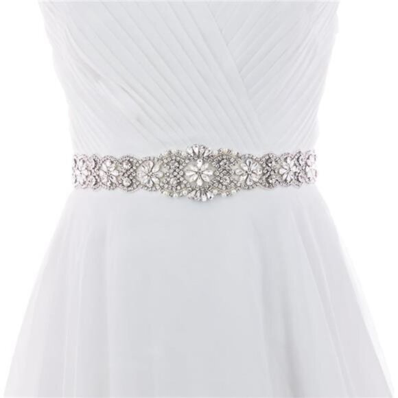 Women\'s Crystal Thin Wedding Belt Sashes Bridal Sash Belt for Wedding main image 4